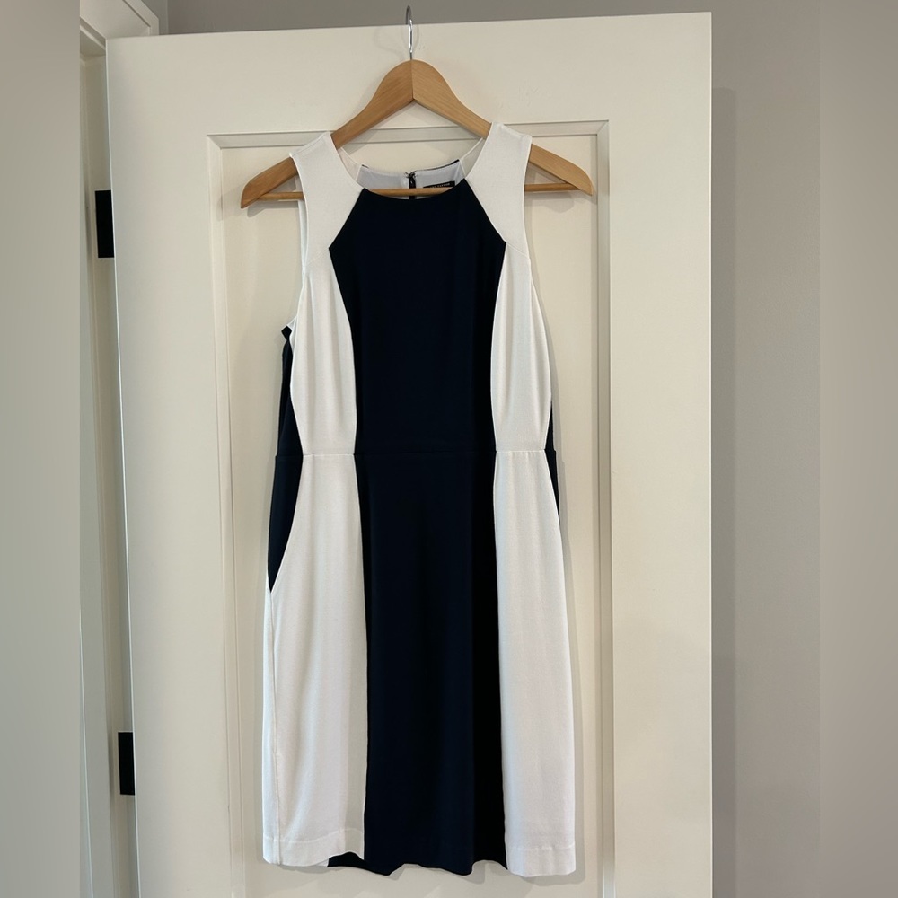 Ann Taylor Women’s Colorblock Navy & White Dress 8 Petite